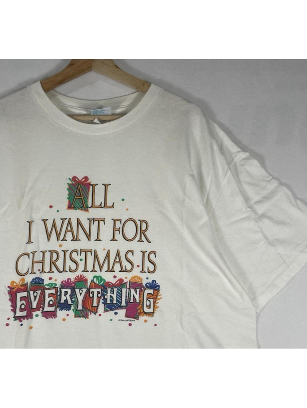Vintage T-shirt Christmas Single Stitch Peacock papers boston Sz XL